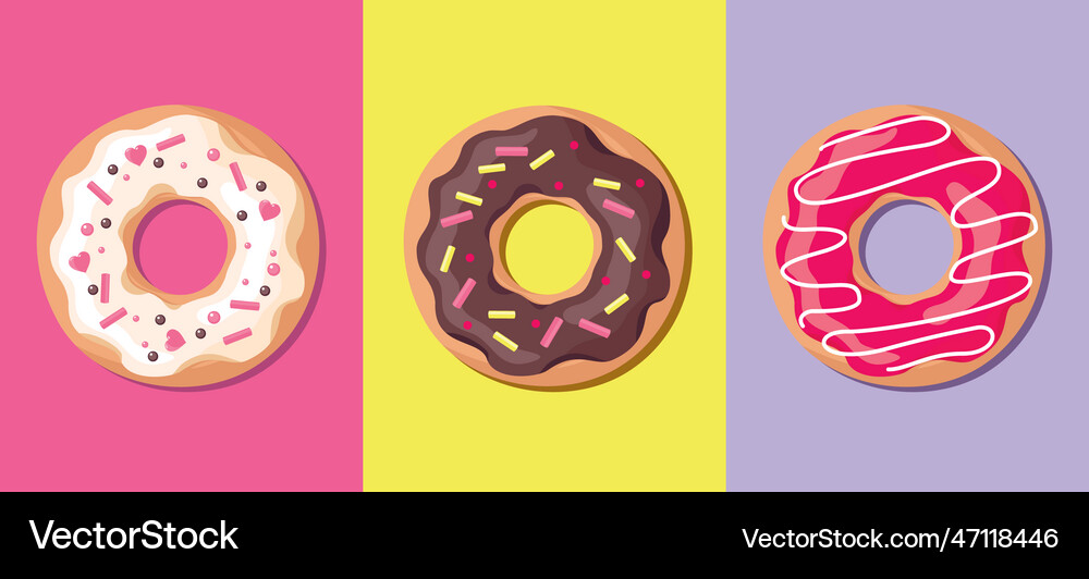 Donut set Royalty Free Vector Image - VectorStock