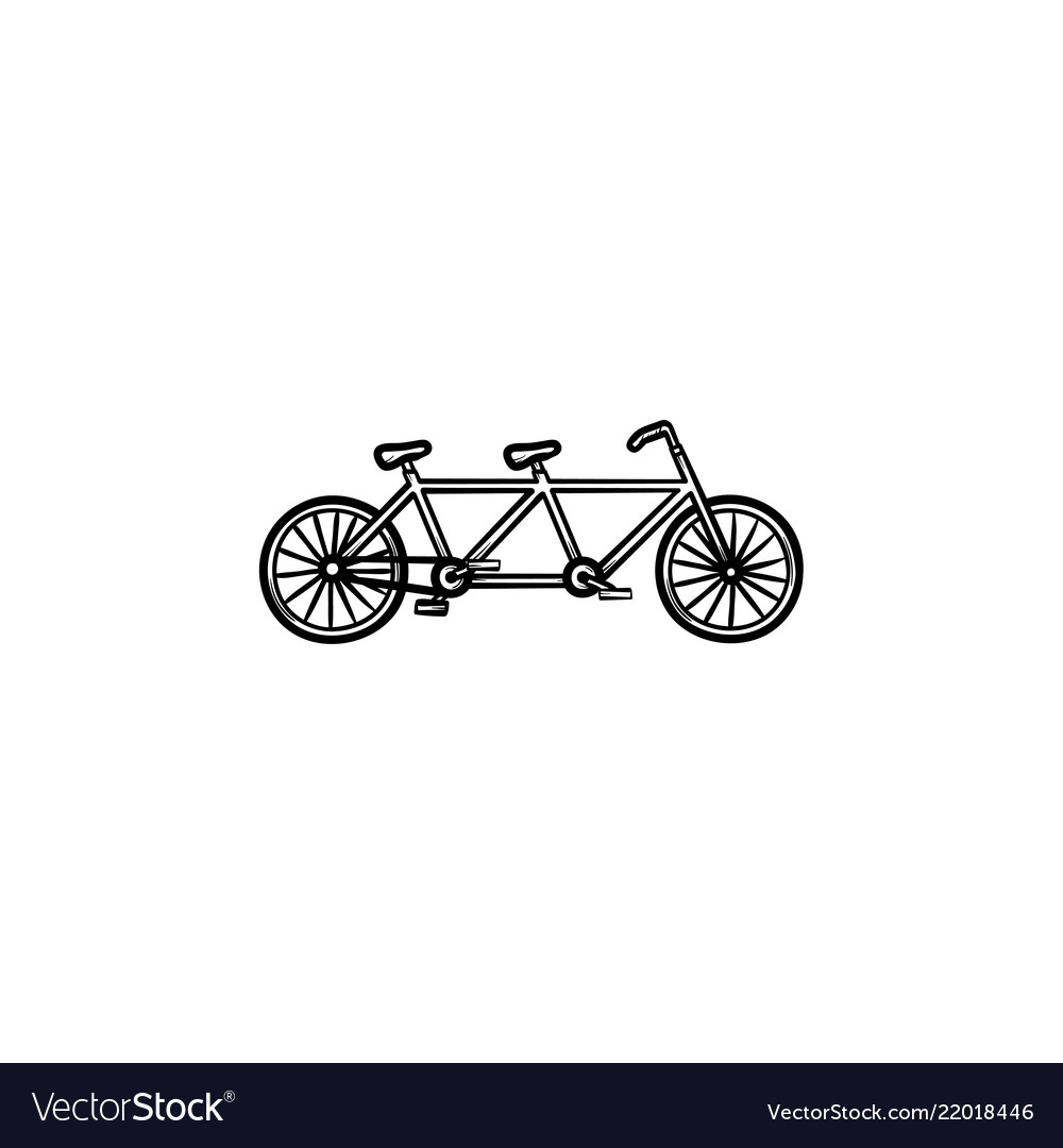 Double bicycle hand drawn outline doodle icon