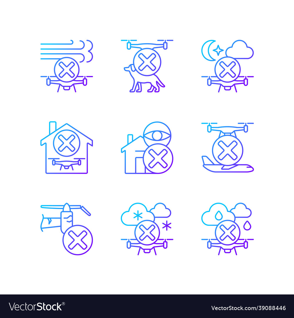 Drone restrictions gradient linear manual label vector image Drone restrictions gradient linear manual label