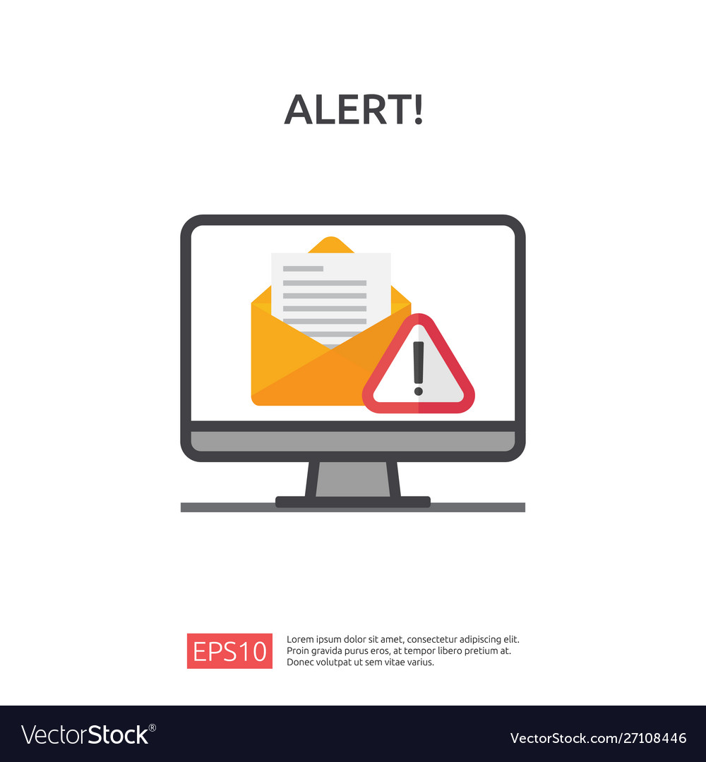 Email envelope attention warning attacker alert vector image Email envelope attention warning attacker alert