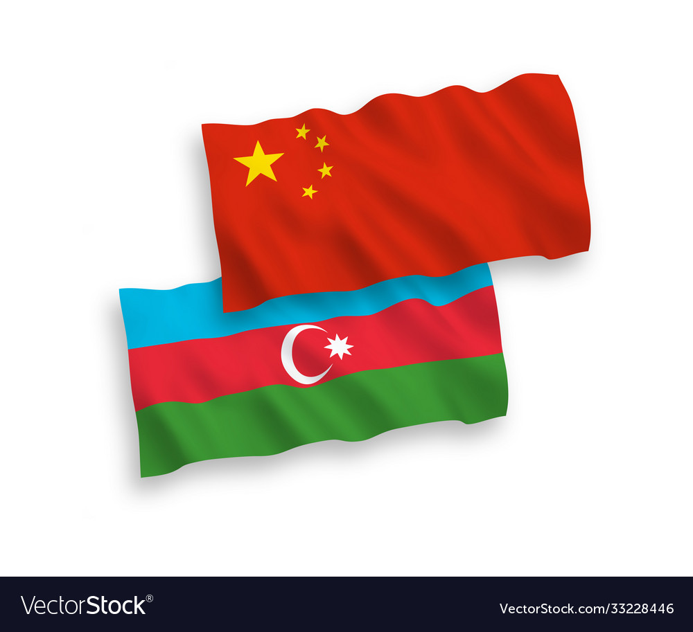 Flags azerbaijan and china on a white