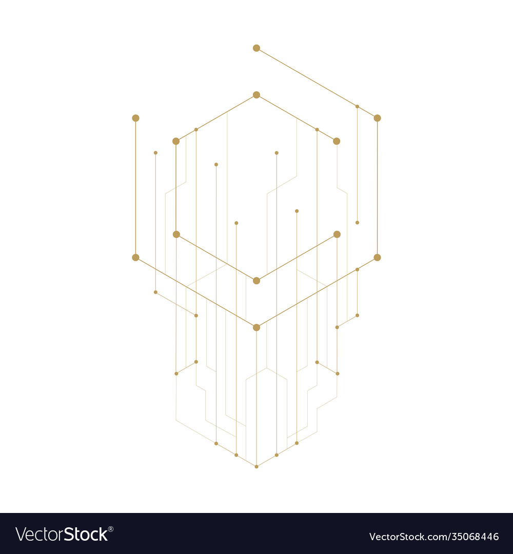 Geometric hexagon lines and dots minimalistic vector image Geometric hexagon lines and dots minimalistic