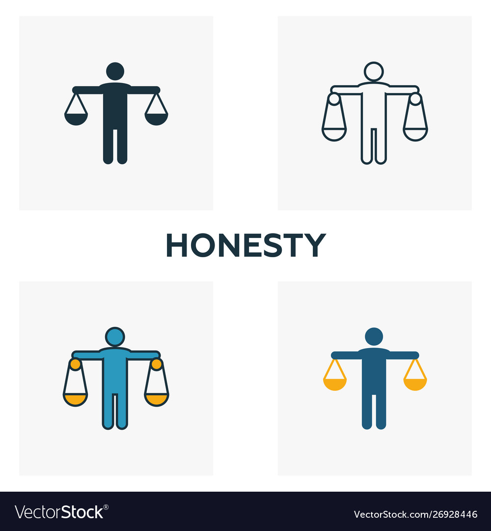 Honesty icon set four elements in different styles