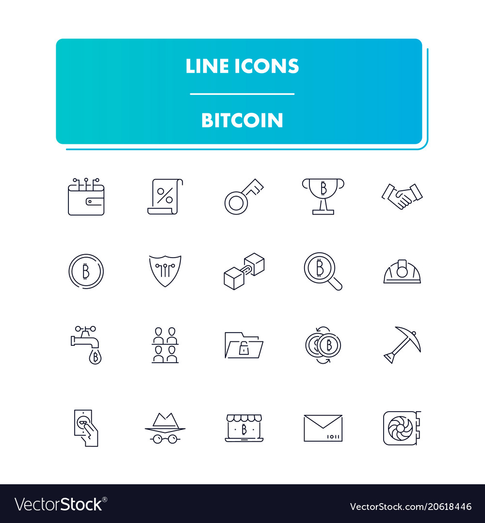 Line icons set bitcoin