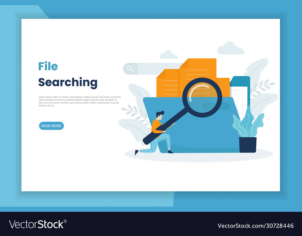 Modern concept file searching landing page vector image Modern concept file searching landing page