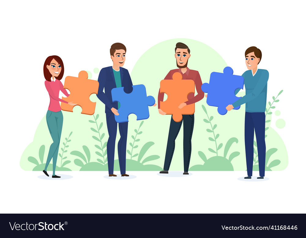 People connecting puzzle pieces business concept Vector Image