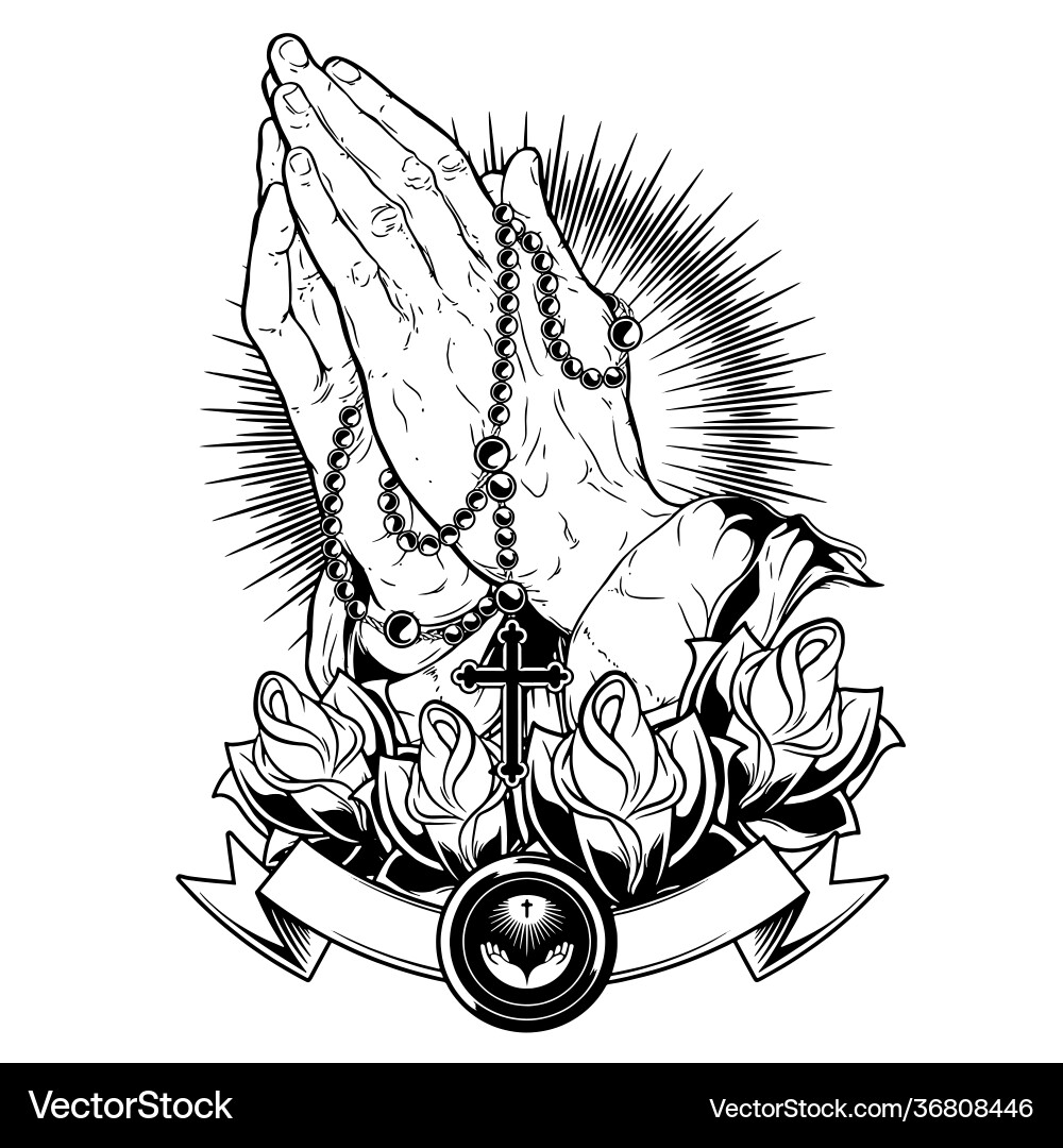 Praying Hands Tattoo Royalty Free Vector Image