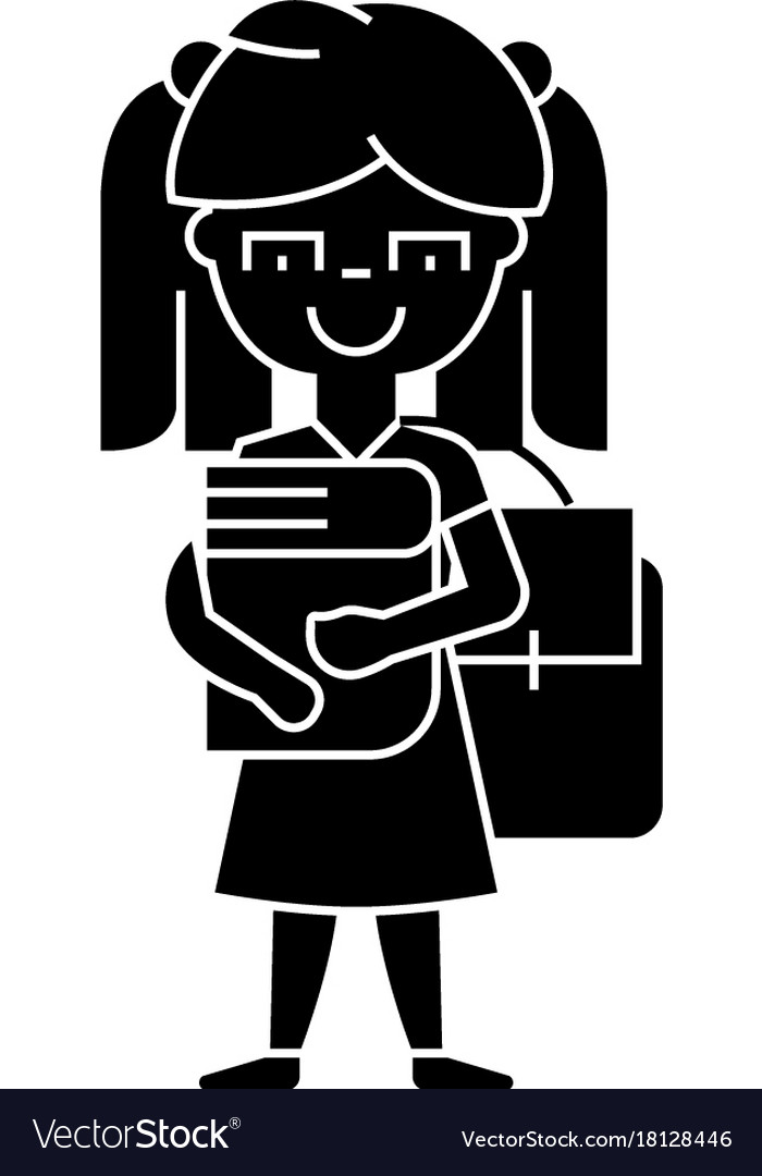Schulmädchen mit Rucksack Icon
