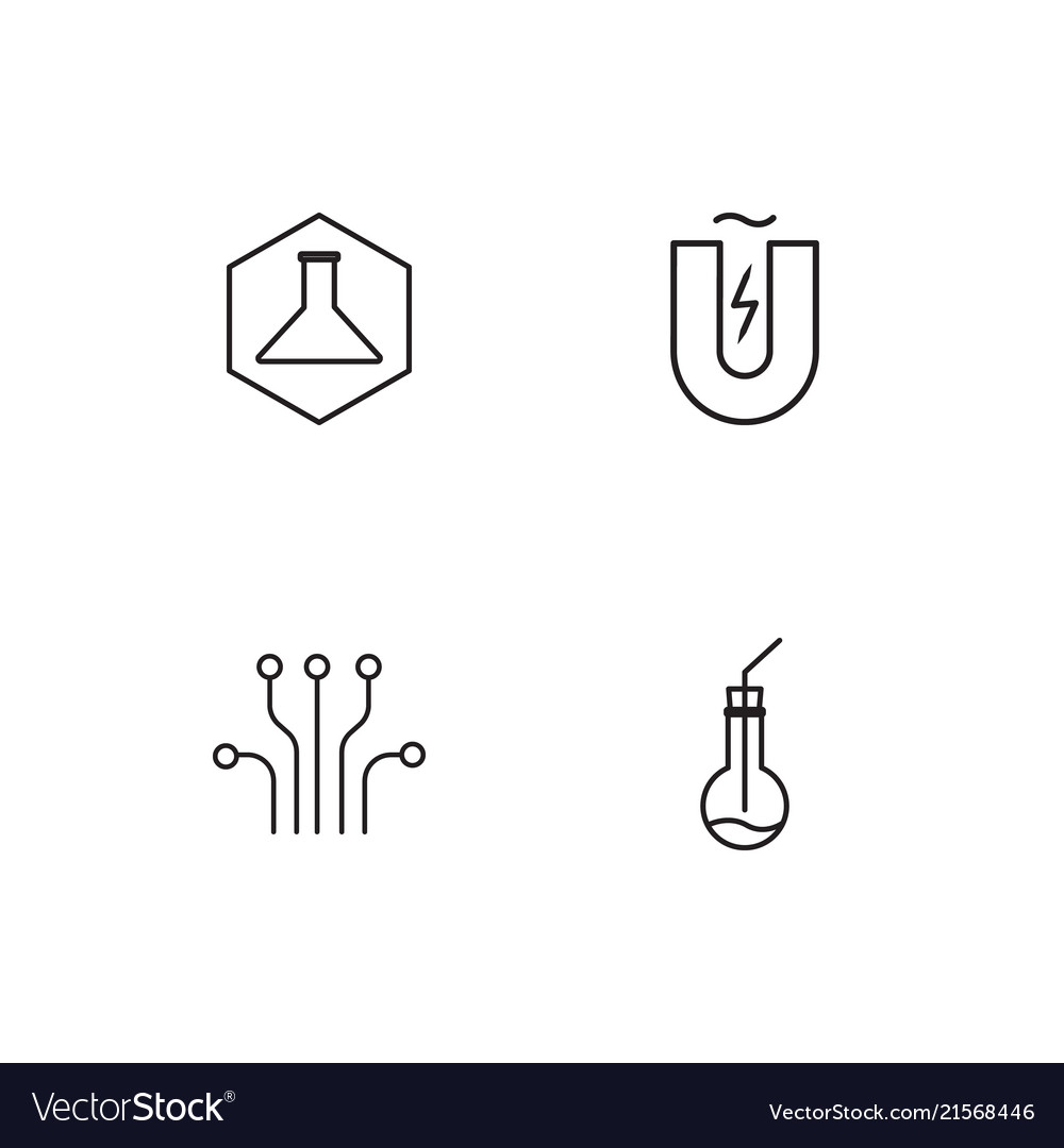 Science linear icons set simple outline