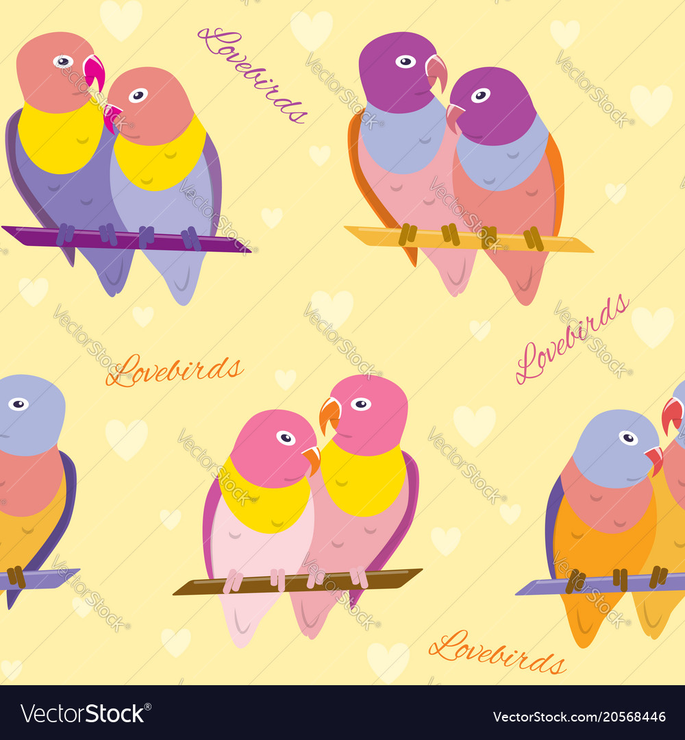 Seamless pattern with lovebirds