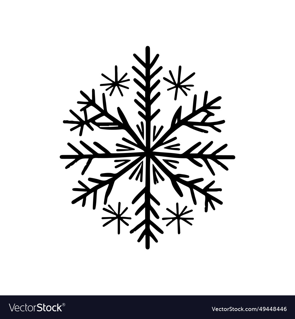 Snowflake icon hand draw black colour winter logo