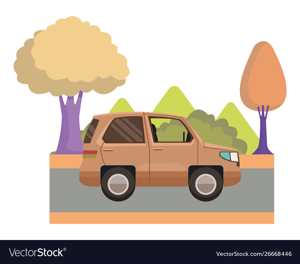 Suv car vehicle sideview cartoon Royalty Free Vector Image