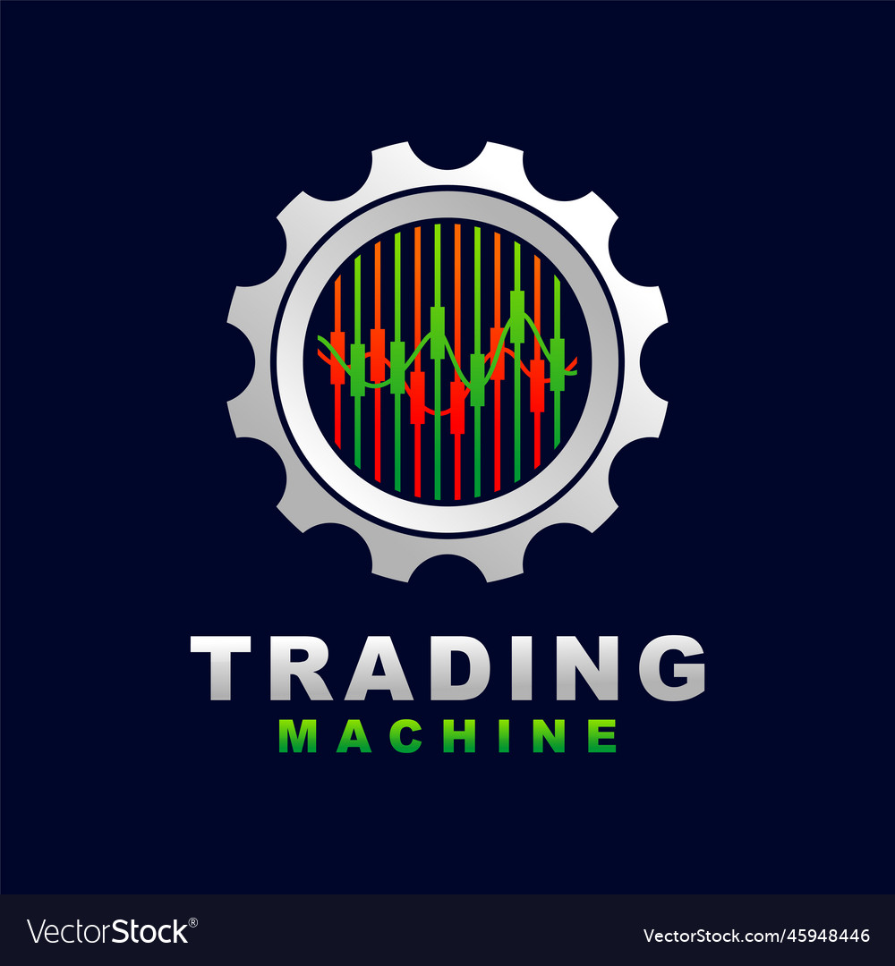 Trading machine logo with gear concept vector image Trading machine logo with gear concept