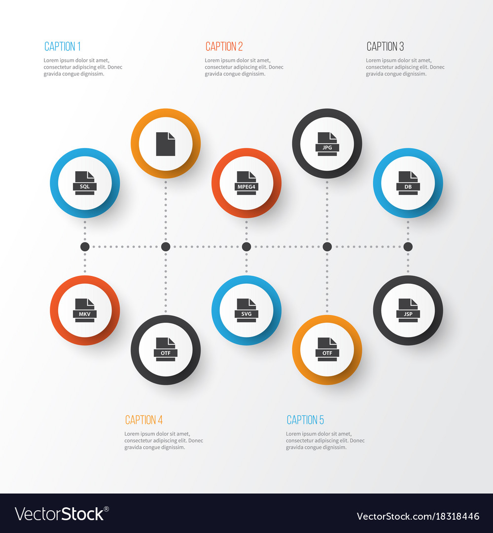 Types icons set collection of otf mp4 backup