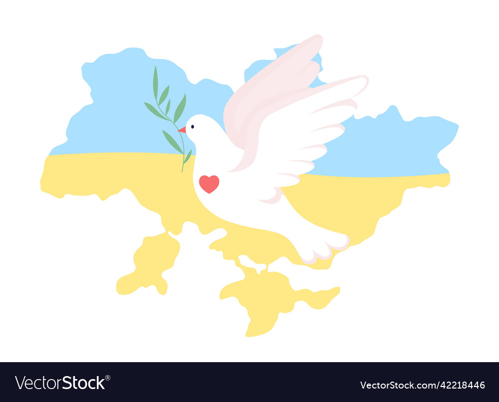 Ukraine and peace dove 2d isolated