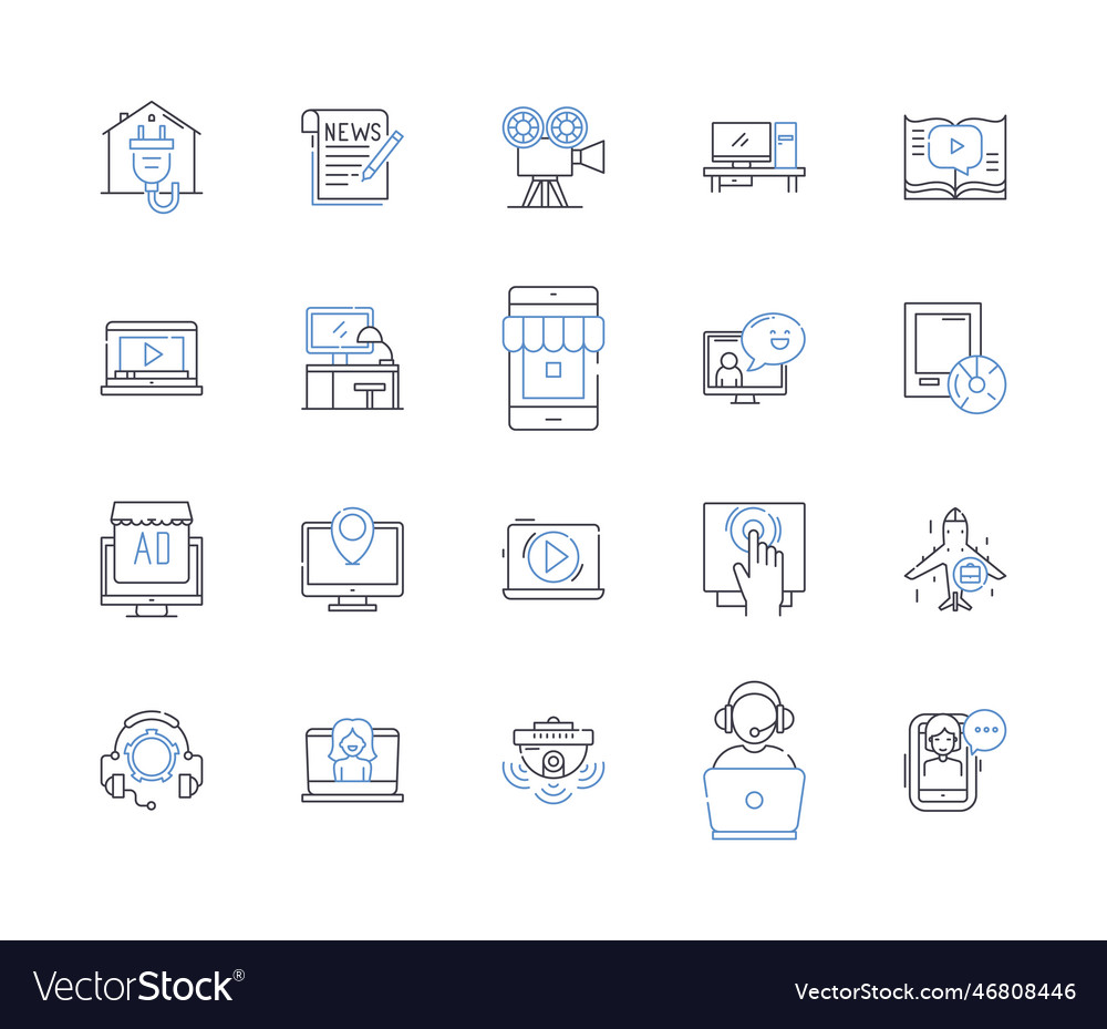 Web management line icons collection optimization vector image Web management line icons collection optimization