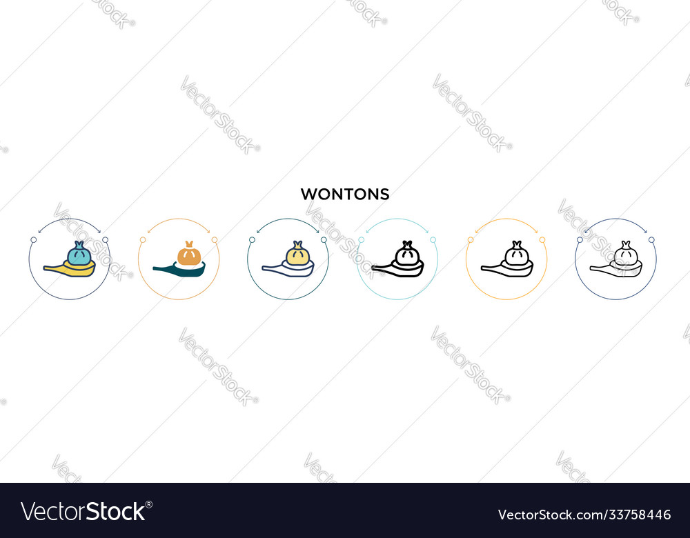 Wontons icon in filled thin line outline