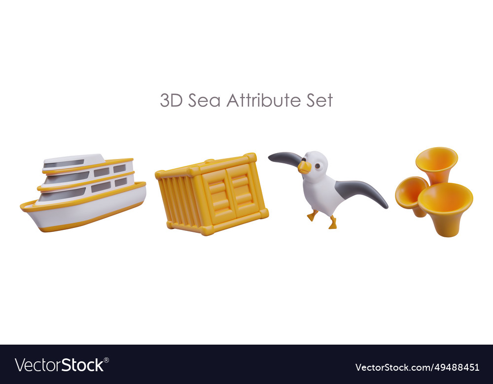 3d sea attribute set realistic cruise yellow