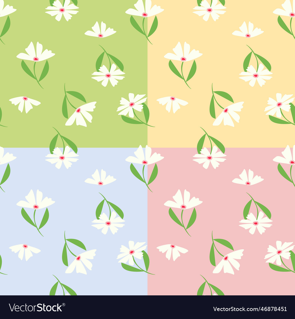 4 Farben set floral nahtlos Muster Hintergrund