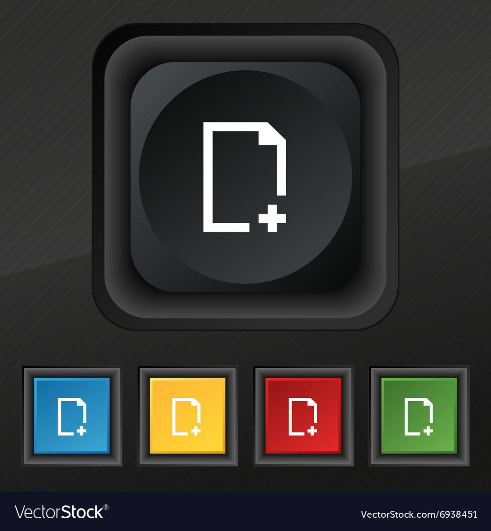 Add file icon symbol set of five colorful stylish