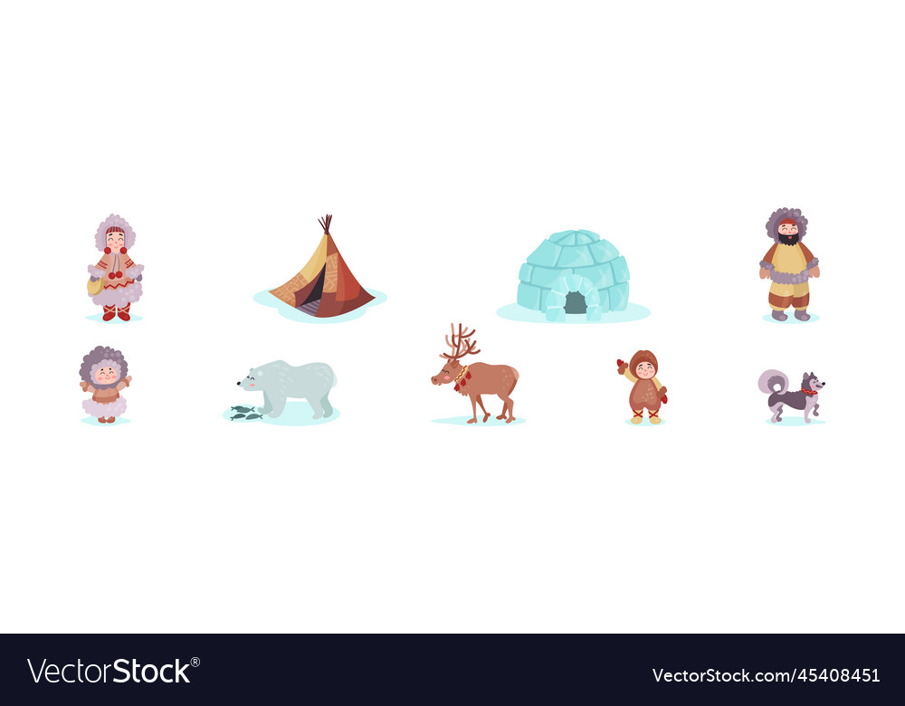 Alaska with happy inuit or eskimo character Vector Image