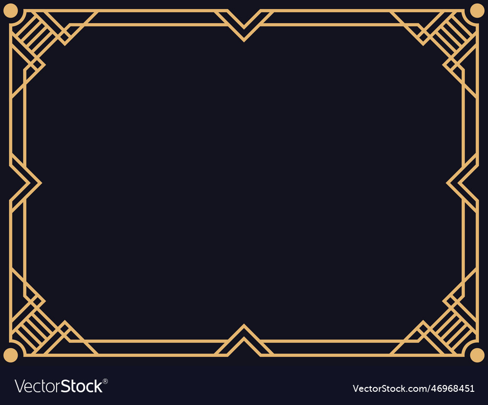 Art deco frame vintage linear border design Vector Image