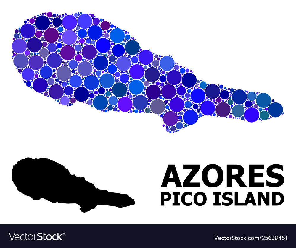 Blue circle mosaic map pico island