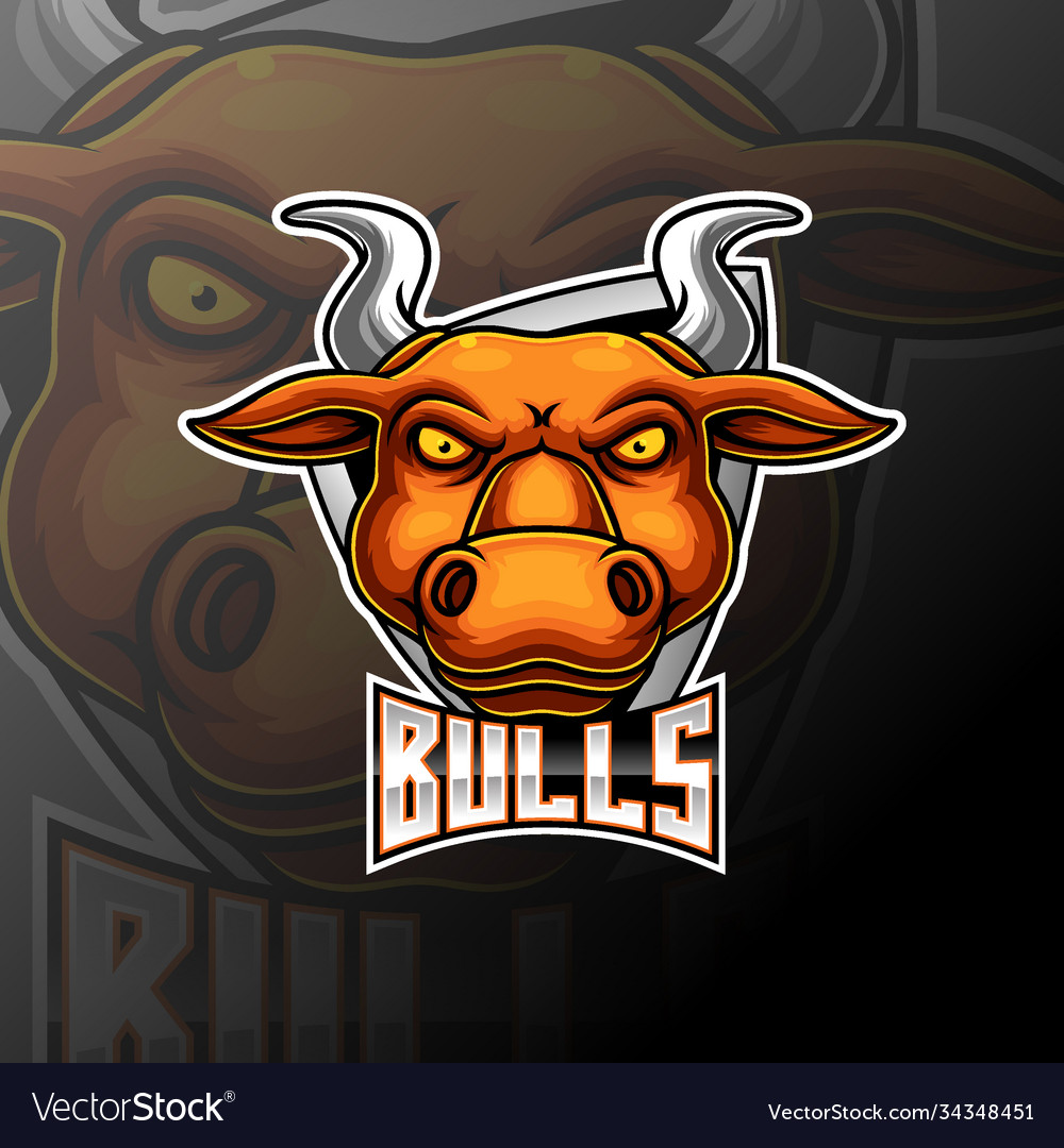 Bulls e sport mascot logo design Royalty Free Vector Image