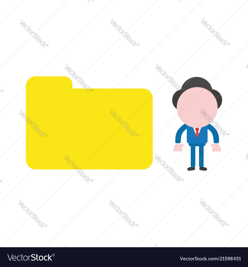 Businessman character with closed file folder vector image Businessman character with closed file folder
