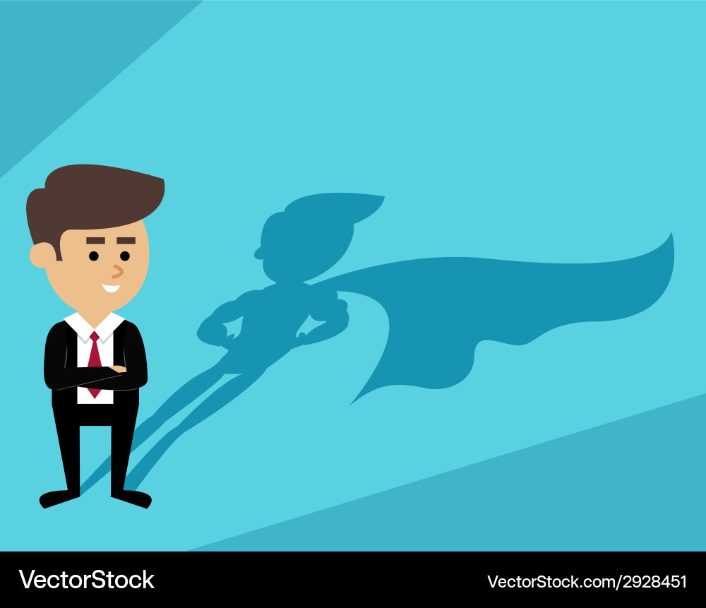 Businessman superman shadow Royalty Free Vector Image
