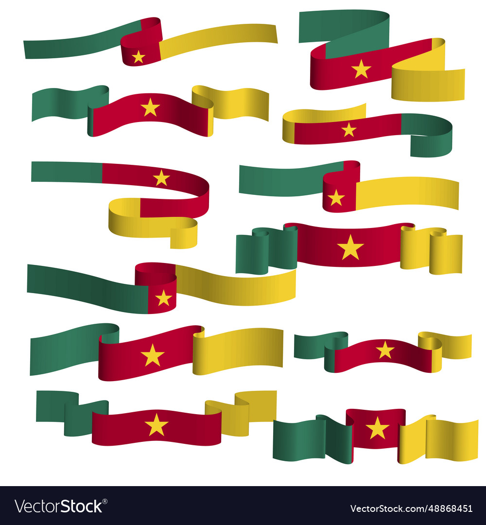 Cameroon ribbon flag element bundle set