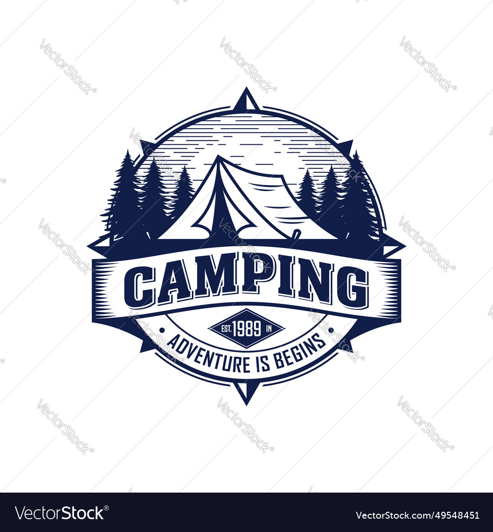 Camping outdoor adventure template tent camp Vector Image