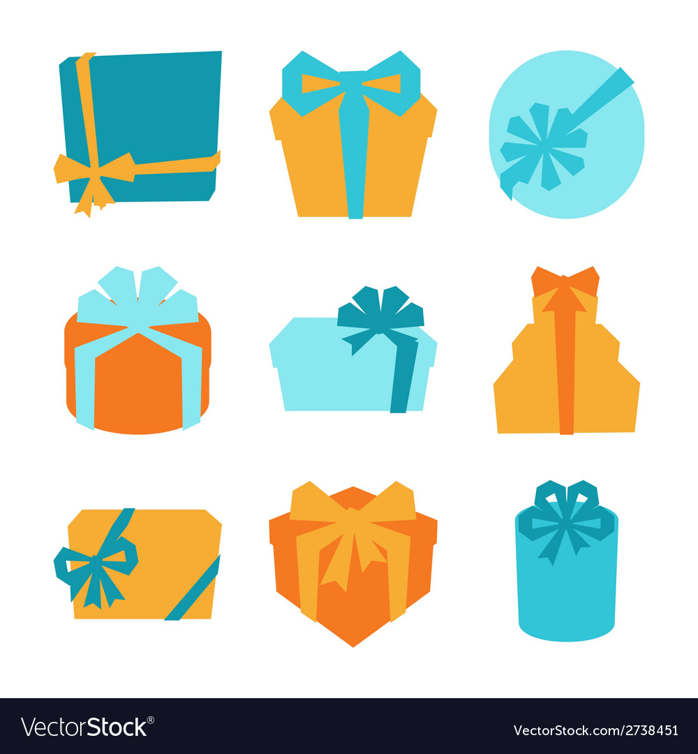 Bunte Geschenkbox-Symbol-Set