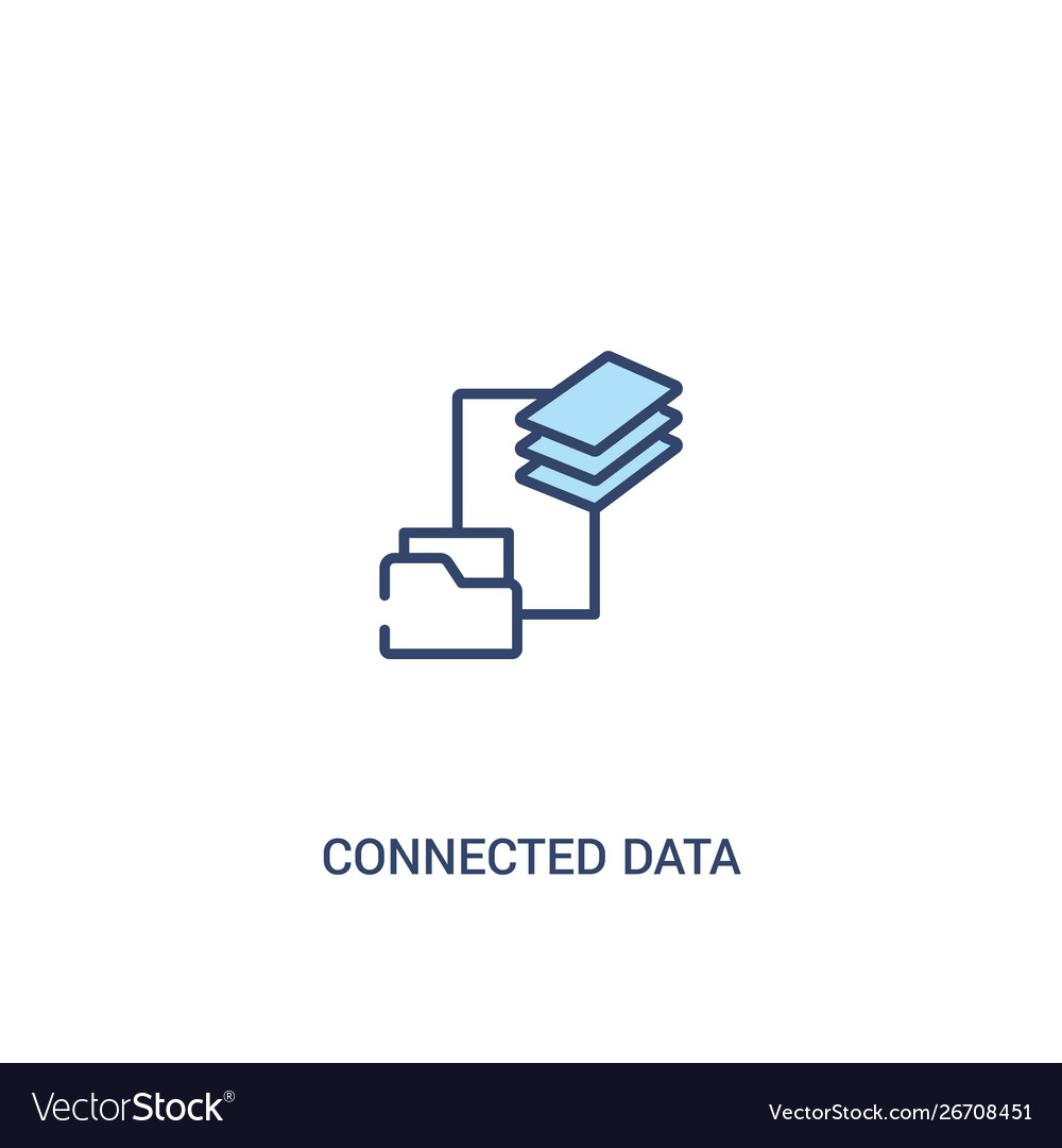 Connected data concept 2 colored icon simple line vector image Connected data concept 2 colored icon simple line
