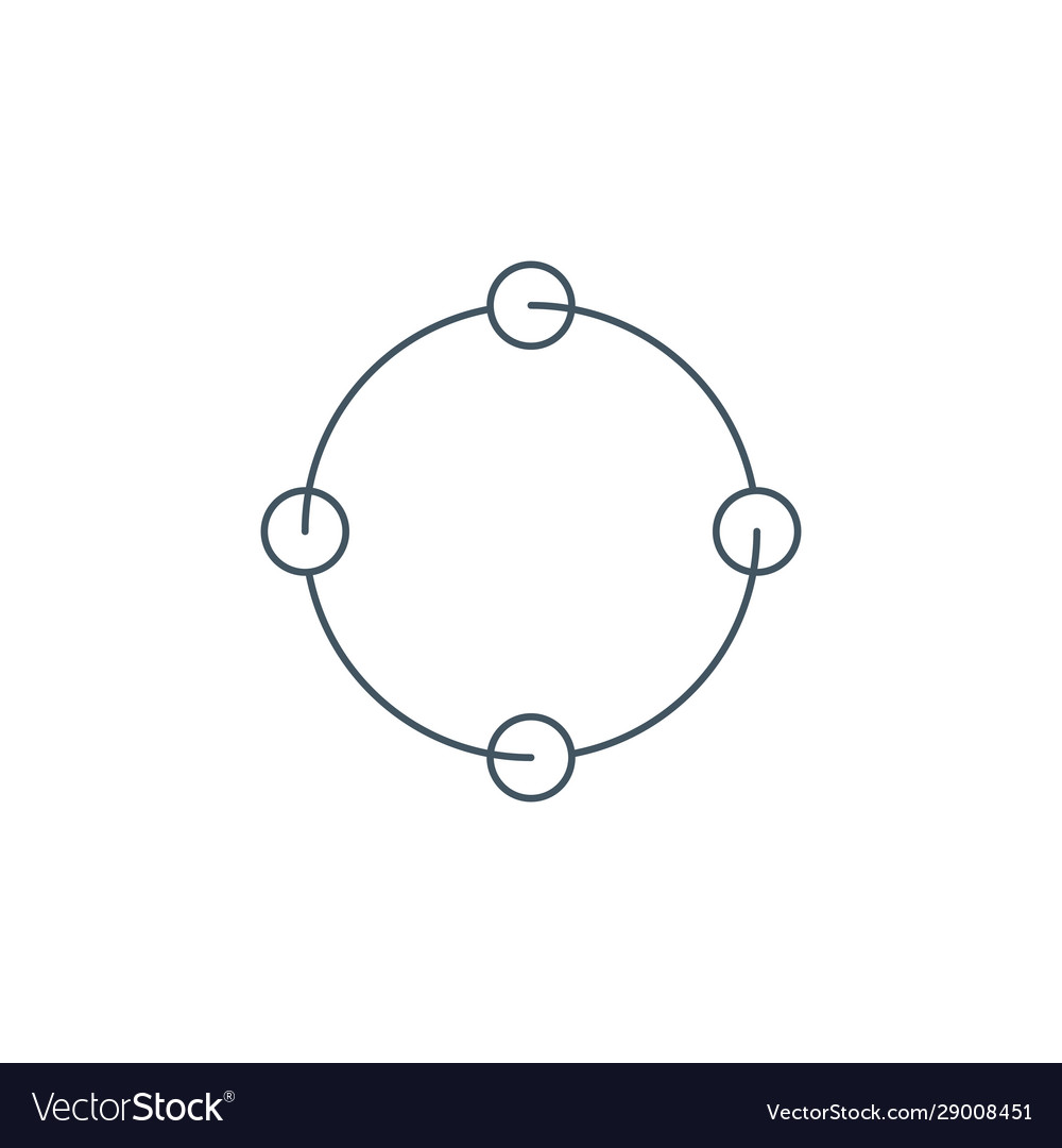Cyclic rotation linear icon four circles instead