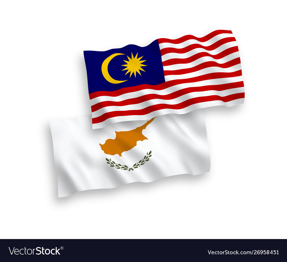 Cyprus & Malaysia Flags on White