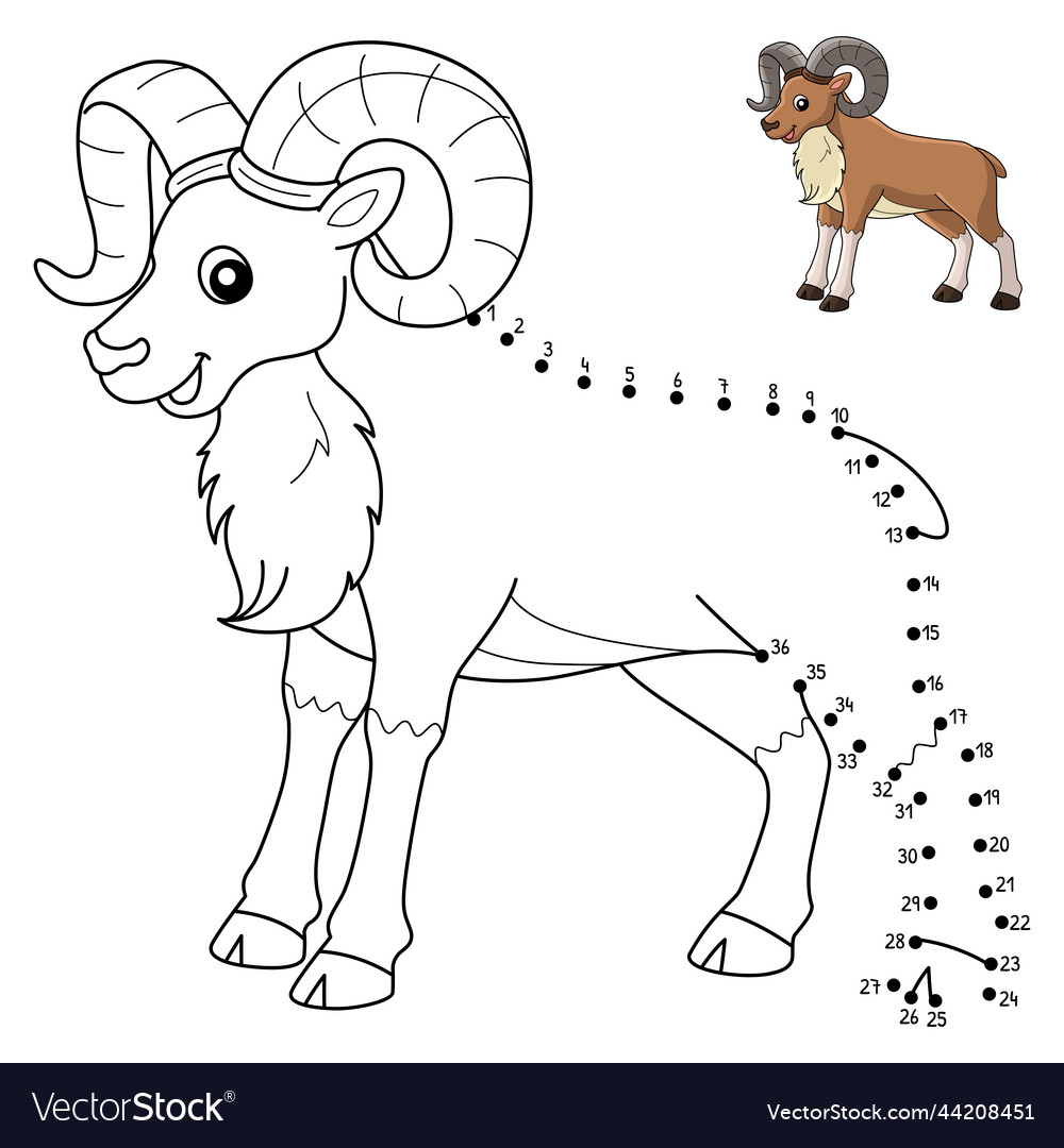 Dot to urial animal isolated coloring page Vector Image