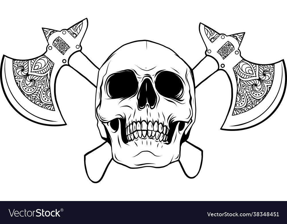 Human skull with ax Royalty Free Vector Image - VectorStock