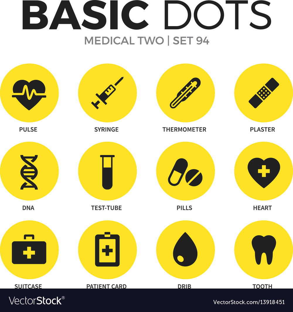 Medizinische Flache Icons - Puls Gips Zahn