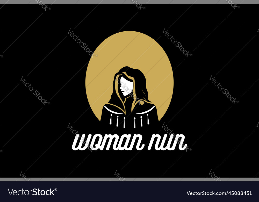 Nacht Mond Frau Mädchen Dame Nonne veil logo design