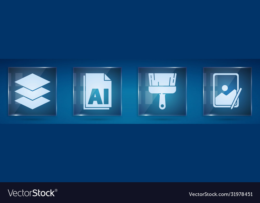 Set layers ai file document paint brush vector image Set layers ai file document paint brush