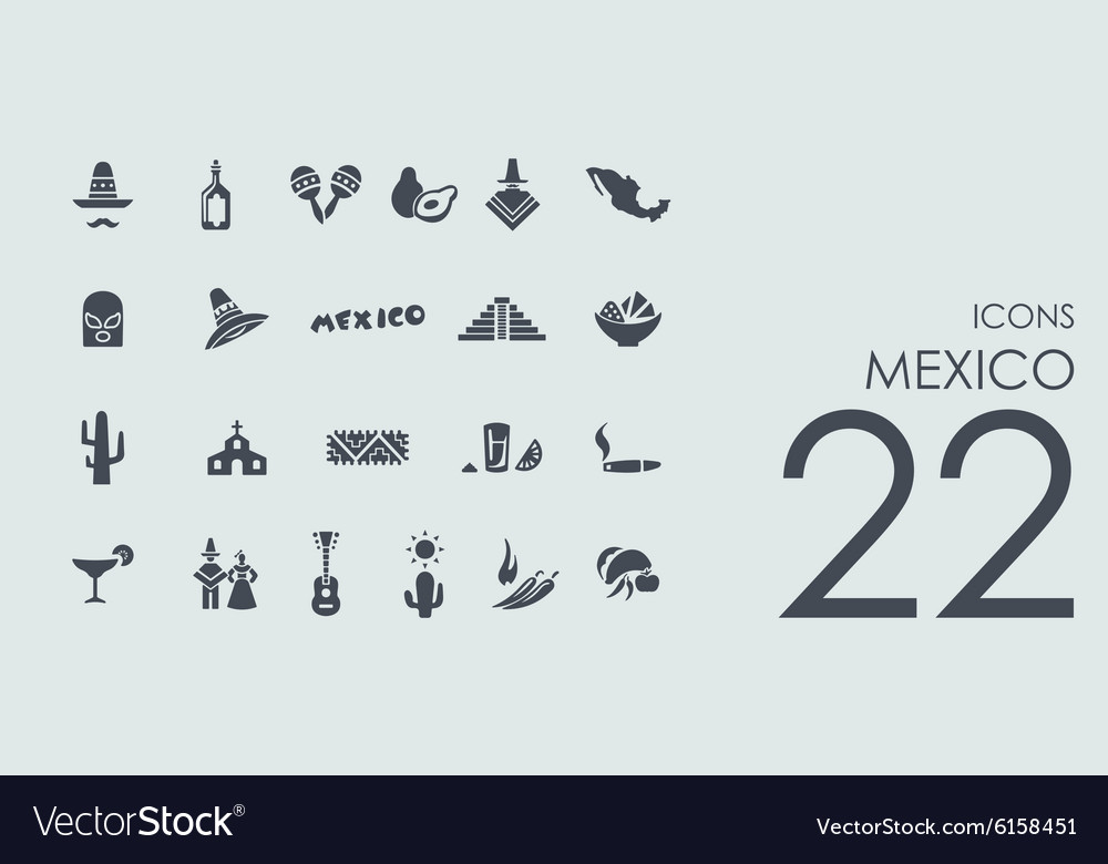 Set of mexico icons Royalty Free Vector Image - VectorStock