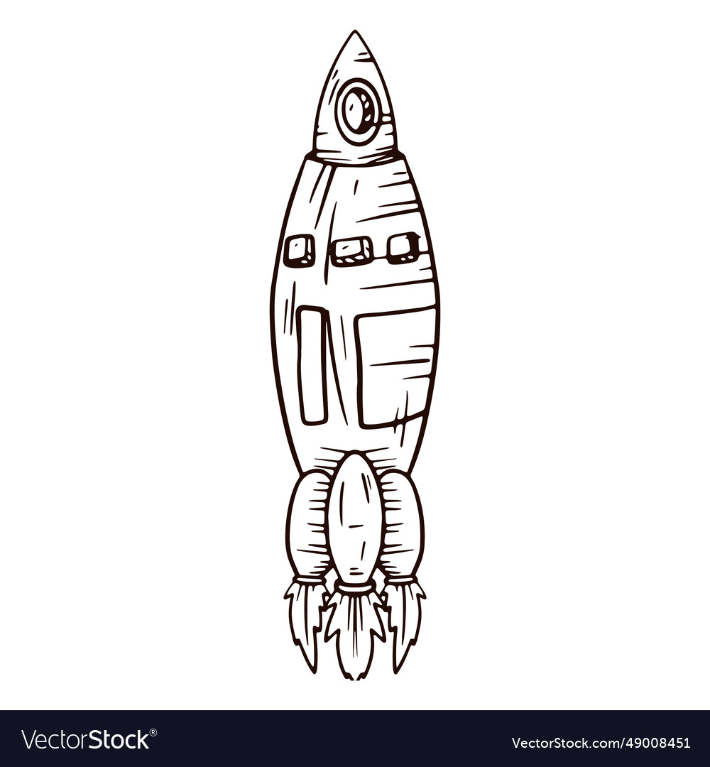 Space rocket hand drawn