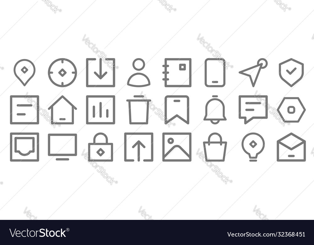 User interface line icons linear set quality vector image User interface line icons linear set quality
