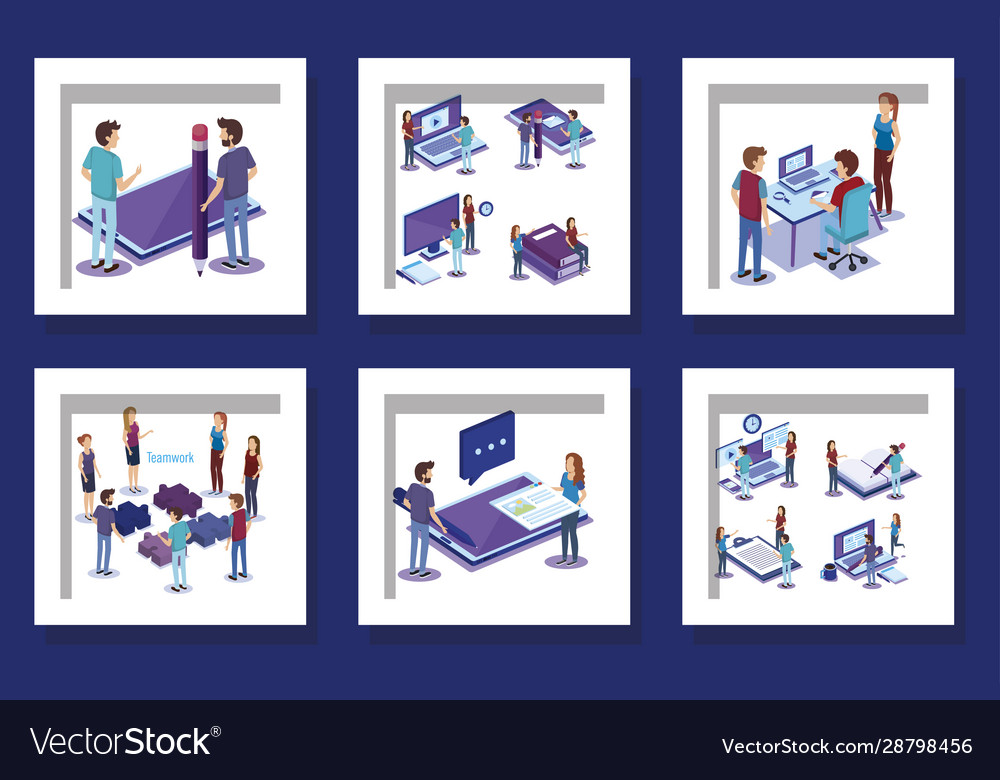 Sammeln von Personen und Büroeinrichtungen vector image Sammeln von Personen und Büroeinrichtungen