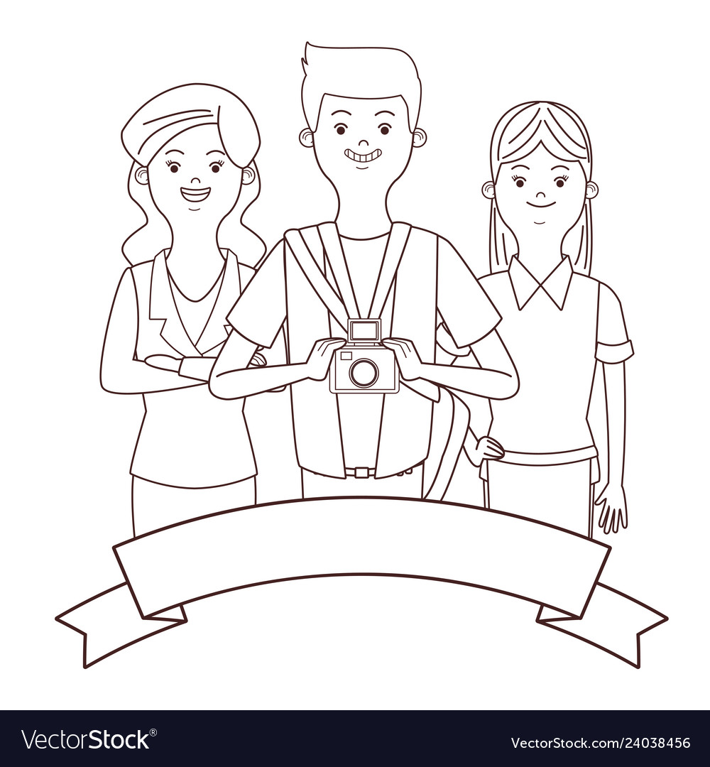 Businesswoman photographer and maid vector image Businesswoman photographer and maid