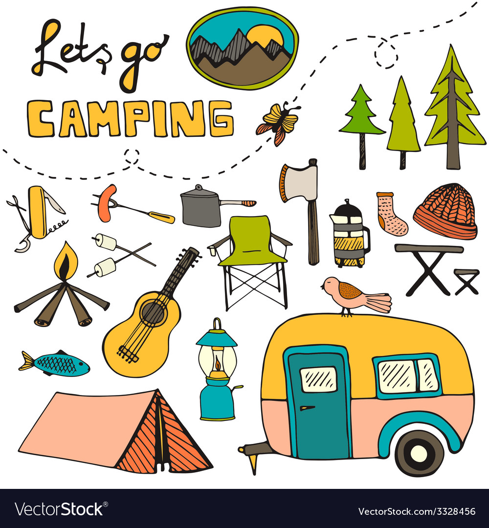 Camping pattern Royalty Free Vector Image - VectorStock