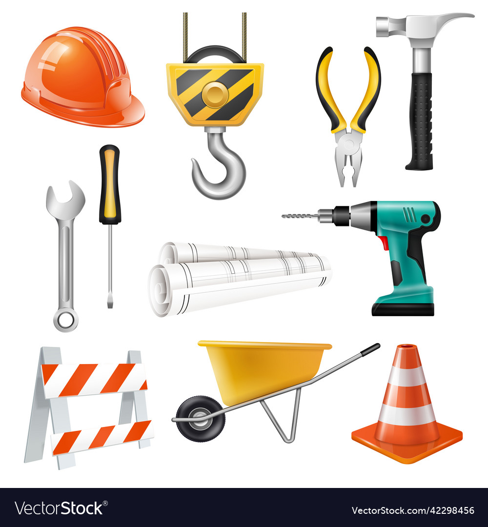 Construction realistic set Royalty Free Vector Image