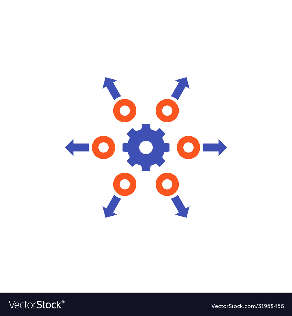 Distribution concept icon with gear Royalty Free Vector