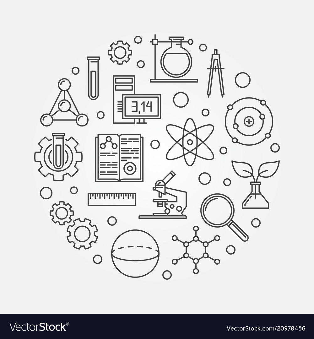 Education and science outline round Royalty Free Vector